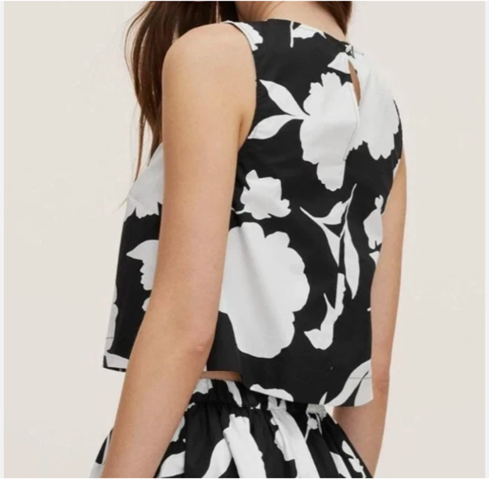 Kate Spade N.Y. Classic Rose Shell Tank Top Medium NWT Black/Cream